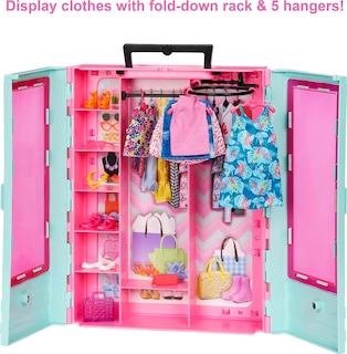 Foto 4 | Armario Playset Barbie Con 3 Atuendos, Accesorios Y Perchas - Venta Internacional.