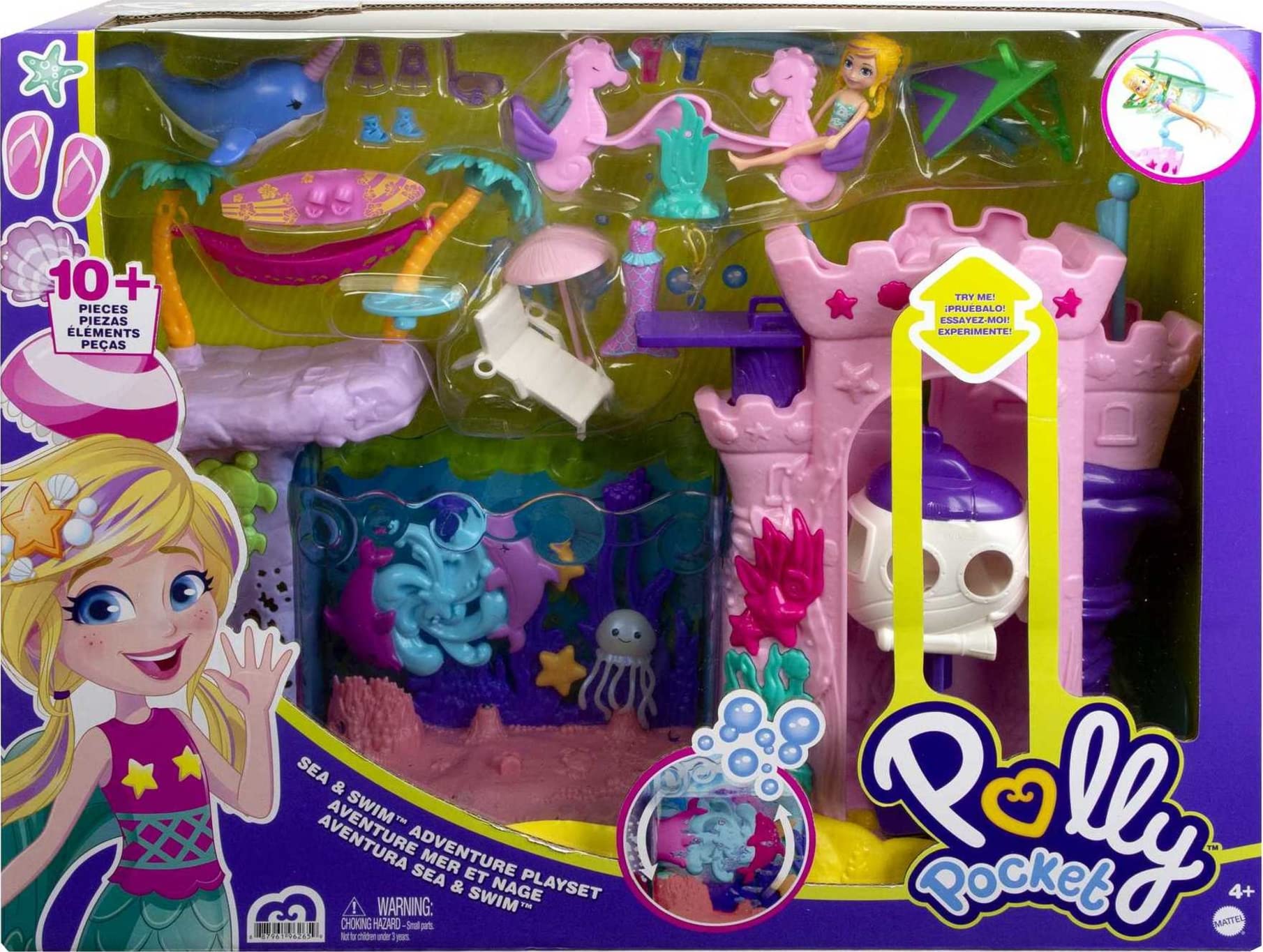 Foto 7 pulgar | Playset Polly Pocket Sea & Swim Adventure Con Muñeca De 3 Pulgadas - Venta Internacional.