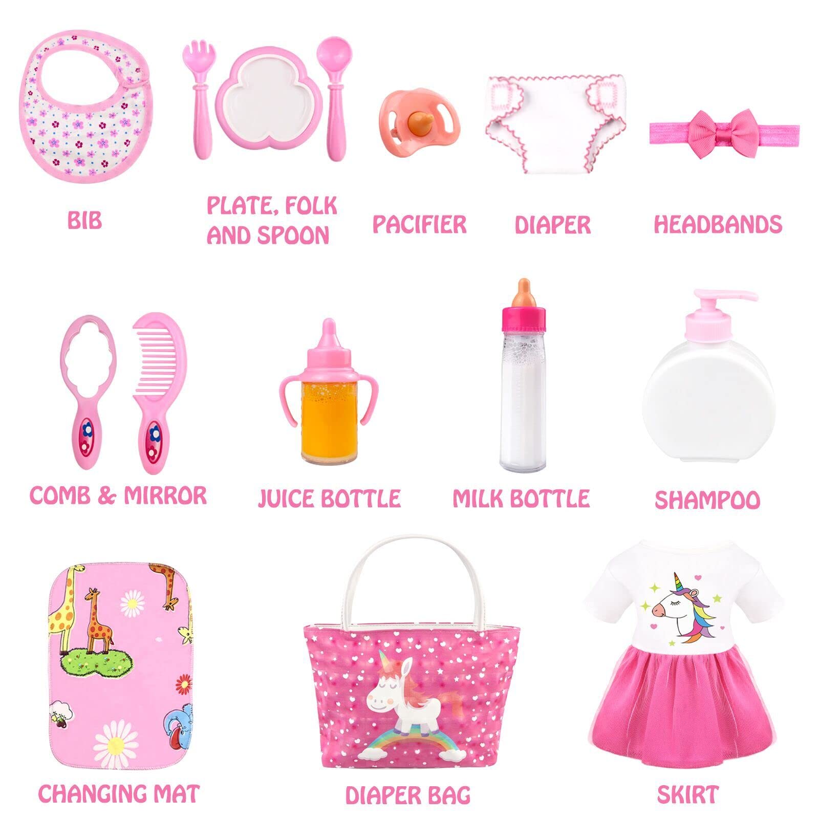 Foto 6 pulgar | Set De Accesorios Para Muñecas Bnuzeiyi Feeding Caring De 14 A 16 Y 18 Pulgadas - Venta Internacional.