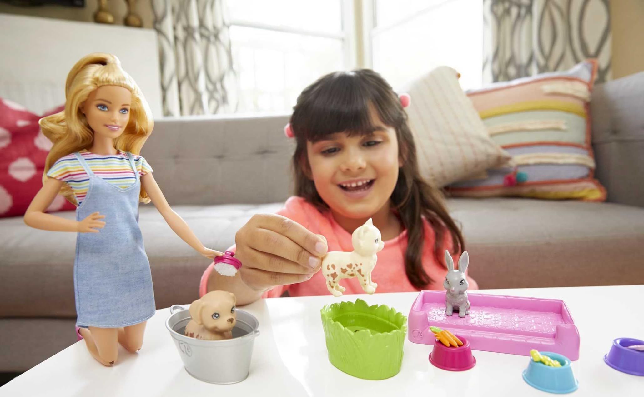 Foto 3 pulgar | Muñeca Playset Barbie Play'n Wash Pets Con 3 Animales Y Acceso. - Venta Internacional.