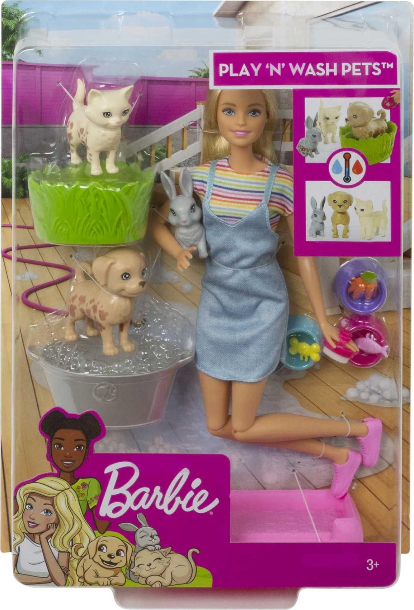 Foto 7 pulgar | Muñeca Playset Barbie Play'n Wash Pets Con 3 Animales Y Acceso. - Venta Internacional.