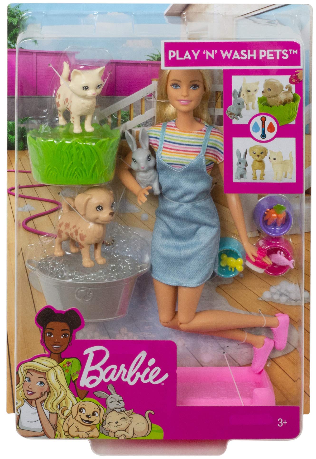 Foto 8 pulgar | Muñeca Playset Barbie Play'n Wash Pets Con 3 Animales Y Acceso. - Venta Internacional.
