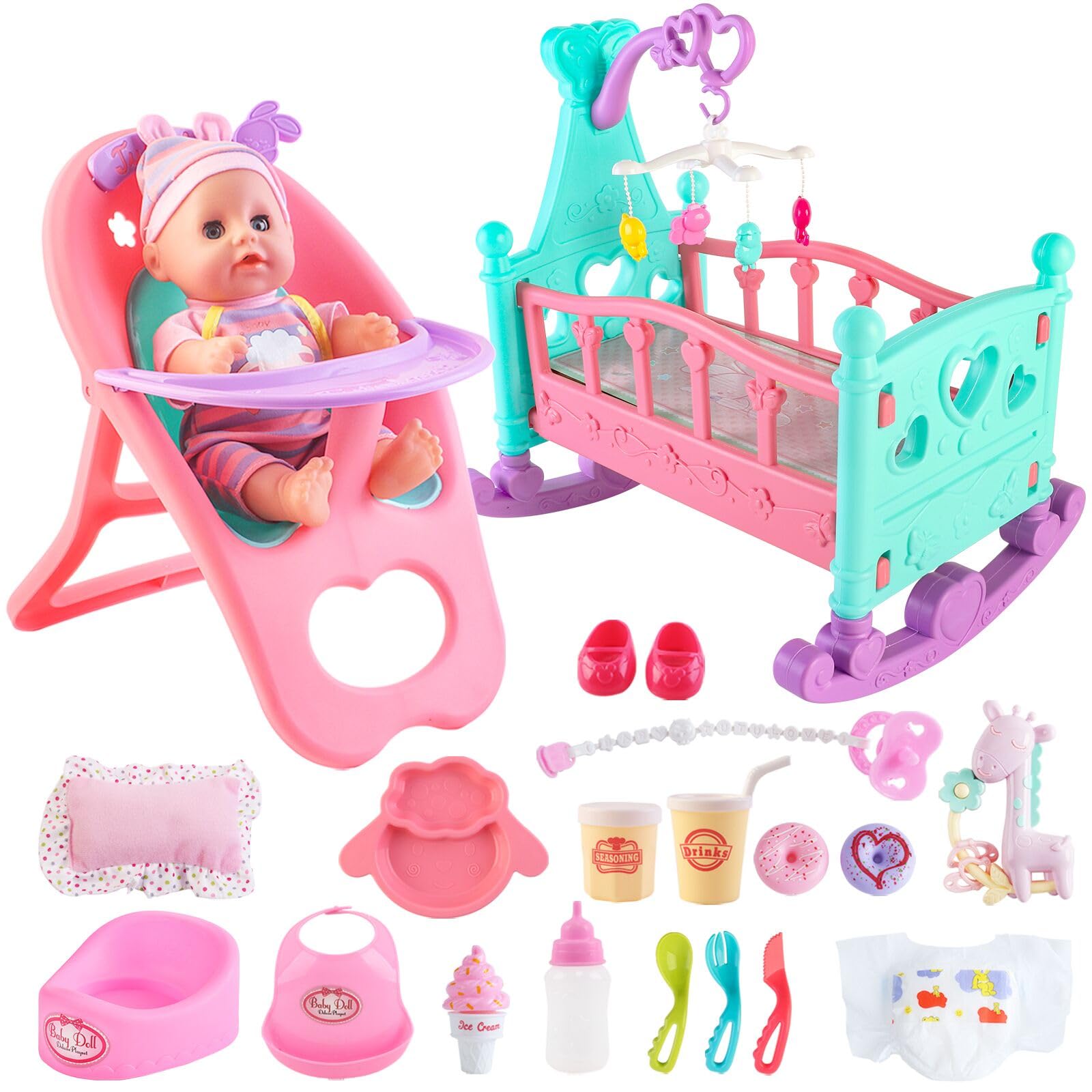 Foto 2 pulgar | Set De Muñecas Deao Con Cama Para Cuna, Trona Y Cochecito, 20 Piezas - Venta Internacional.
