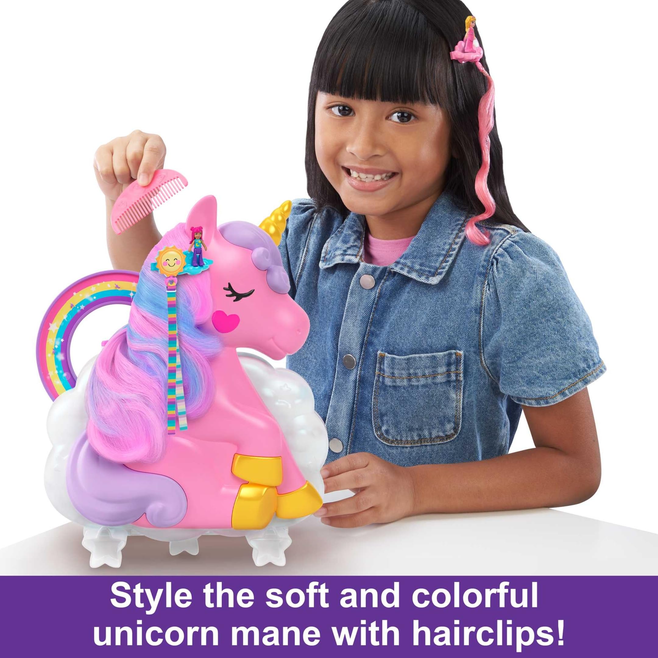 Foto 3 pulgar | Juguete De Viaje Polly Pocket Rainbow Unicorn Con 2 Micromuñecas - Venta Internacional.