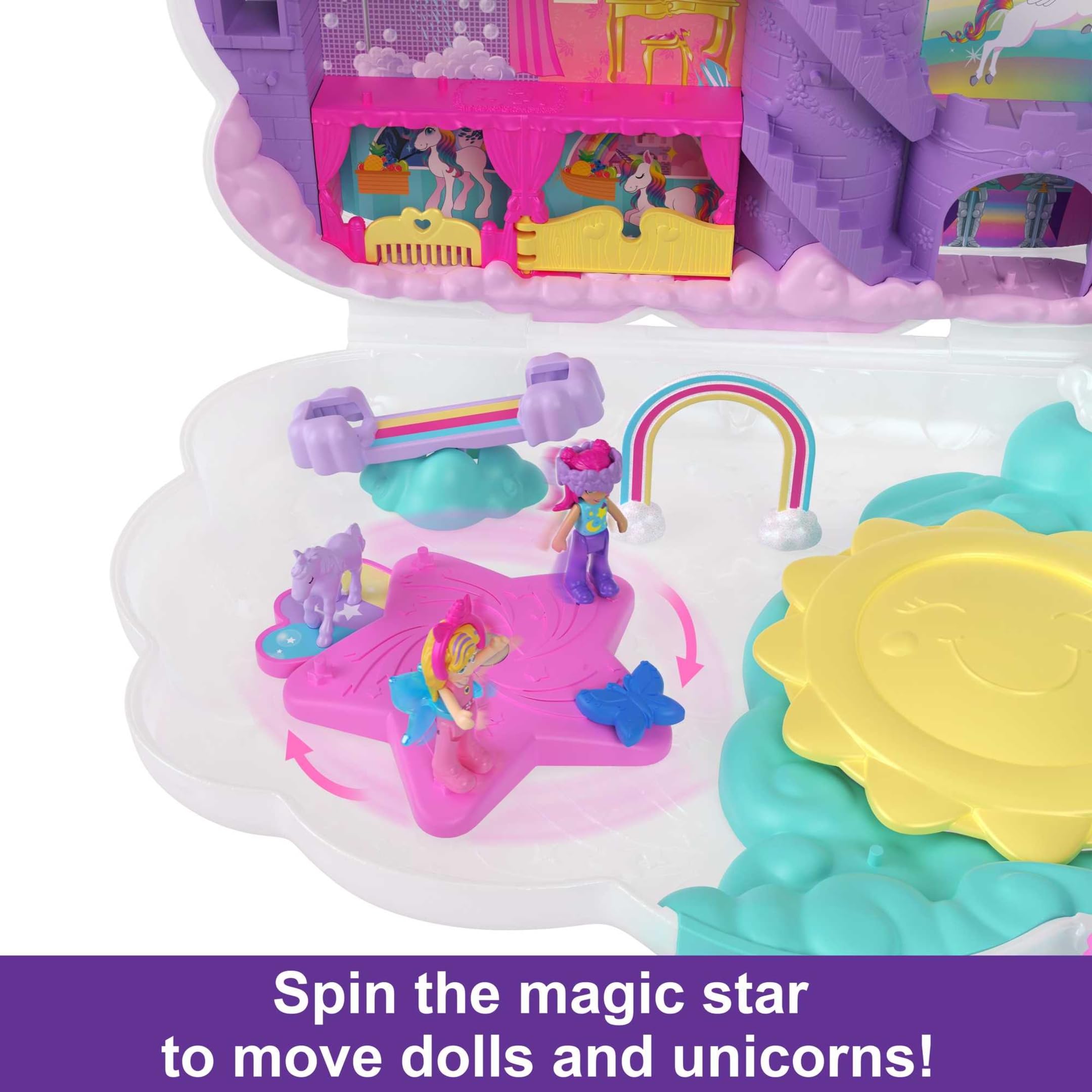 Foto 4 pulgar | Juguete De Viaje Polly Pocket Rainbow Unicorn Con 2 Micromuñecas - Venta Internacional.