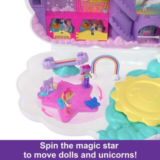 Foto 3 | Juguete De Viaje Polly Pocket Rainbow Unicorn Con 2 Micromuñecas - Venta Internacional.