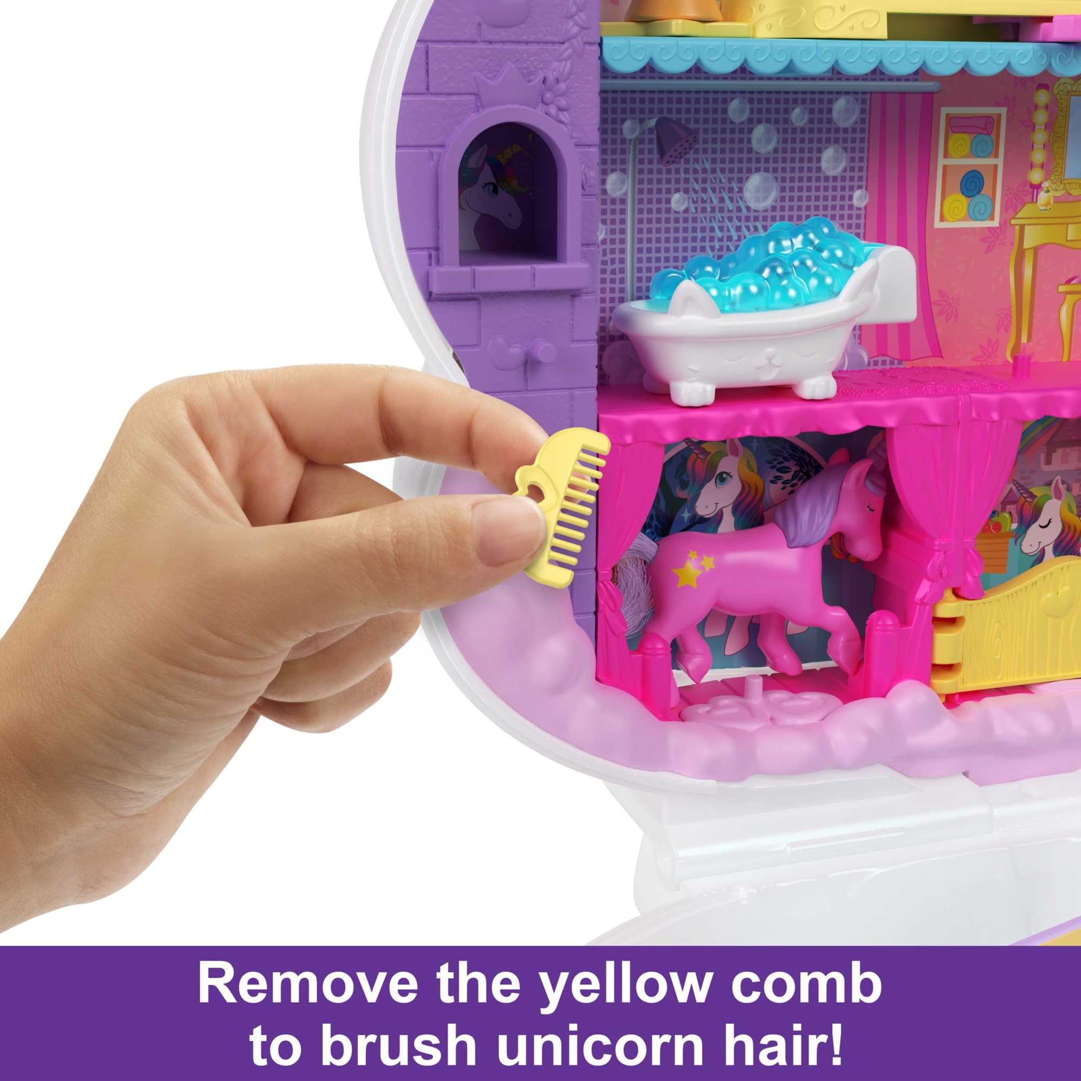 Foto 5 pulgar | Juguete De Viaje Polly Pocket Rainbow Unicorn Con 2 Micromuñecas - Venta Internacional.