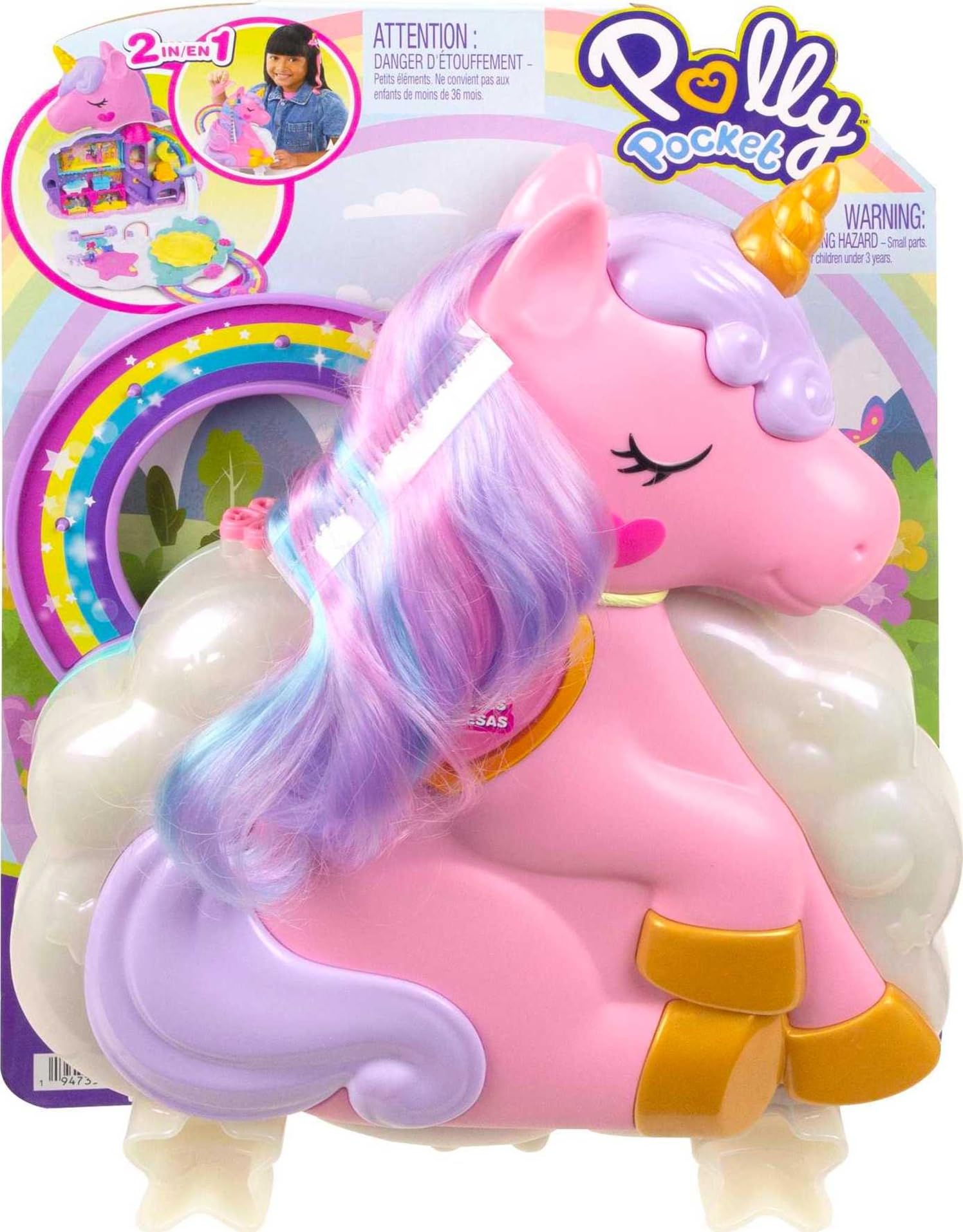 Foto 7 pulgar | Juguete De Viaje Polly Pocket Rainbow Unicorn Con 2 Micromuñecas - Venta Internacional.