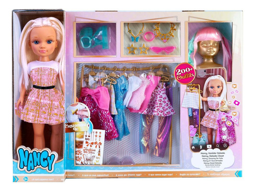 Foto 2 pulgar | Nancy Vestidor Delooks 200 Outfits Muñeca 43cm Famosa
