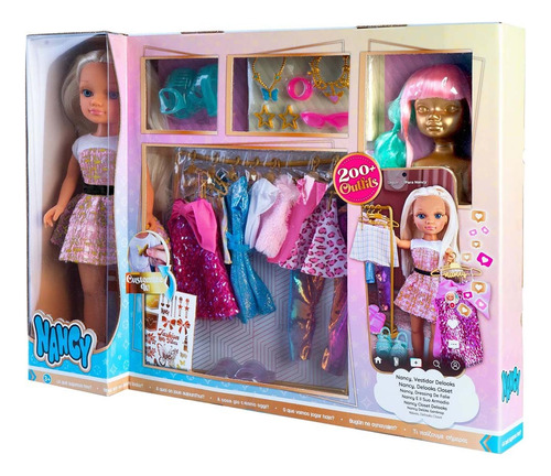 Foto 4 pulgar | Nancy Vestidor Delooks 200 Outfits Muñeca 43cm Famosa