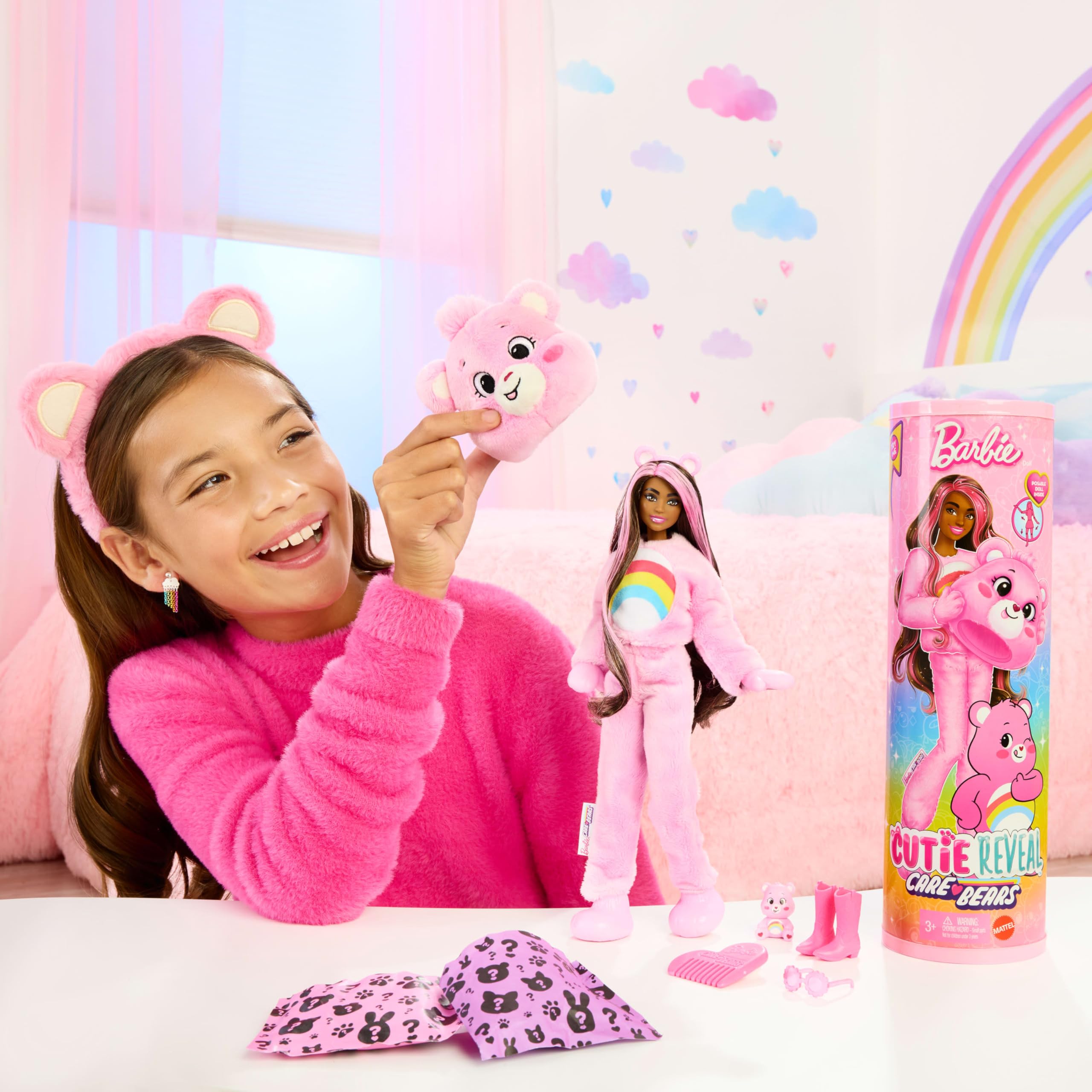 Foto 3 pulgar | Muñeca Moderna Barbie Cutie Reveal Con Care Bears Cheer Bear - Venta Internacional.