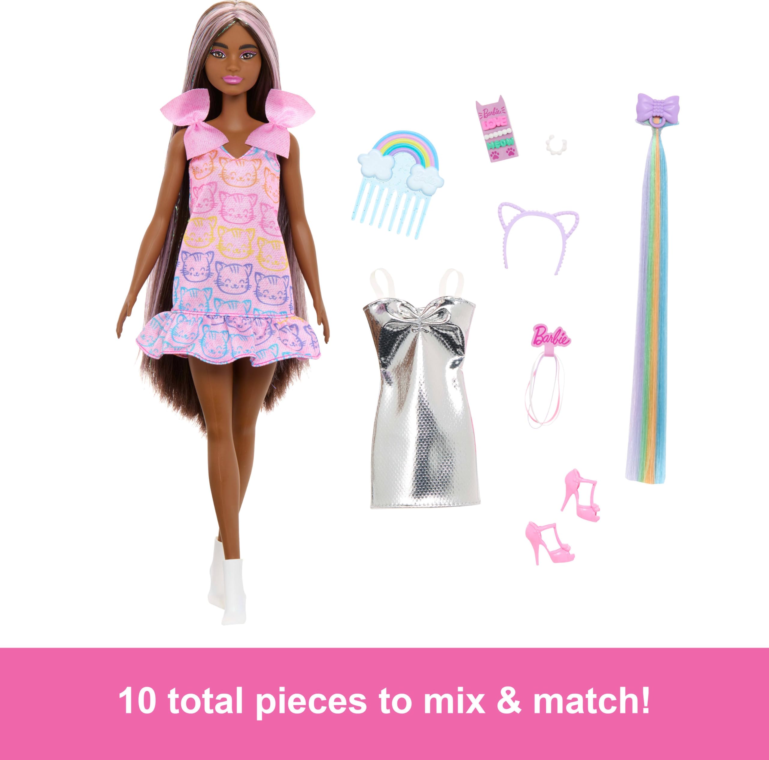 Foto 4 pulgar | Muñeca Moderna Barbie Fun & Fancy Con Pelo Negro Extralargo - Venta Internacional.