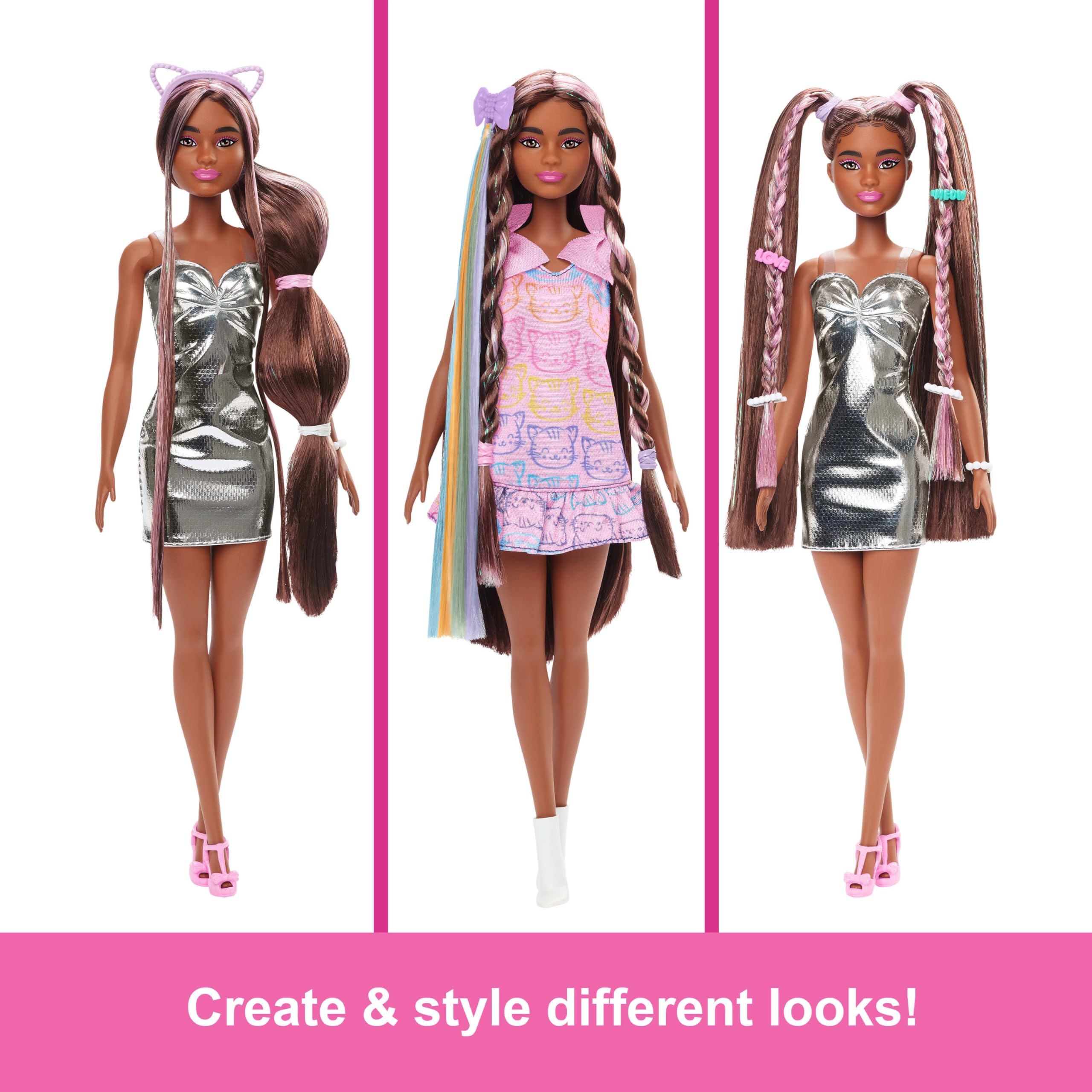 Foto 4 | Muñeca Moderna Barbie Fun & Fancy Con Pelo Negro Extralargo - Venta Internacional.