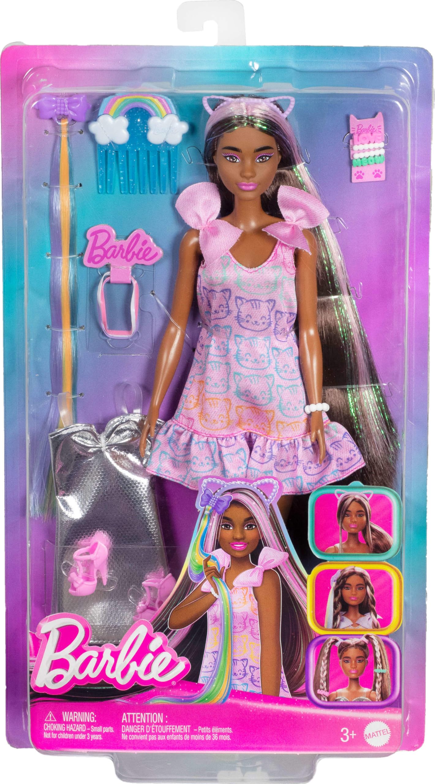 Foto 7 pulgar | Muñeca Moderna Barbie Fun & Fancy Con Pelo Negro Extralargo - Venta Internacional.