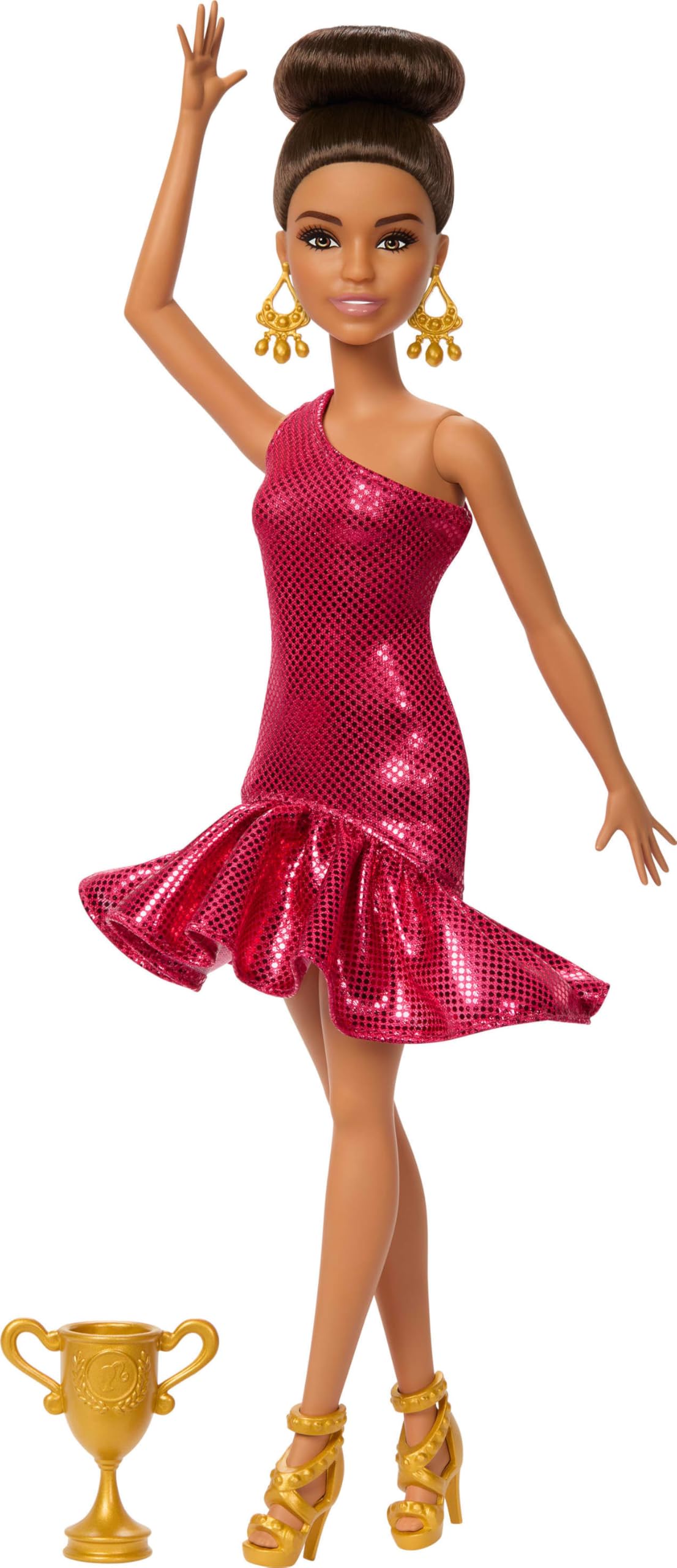 Muñeca Moderna Barbie Bailarina De Salón Con Vestido Rojo Con Volantes - Venta Internacional.