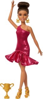 Foto 1 | Muñeca Moderna Barbie Bailarina De Salón Con Vestido Rojo Con Volantes - Venta Internacional.