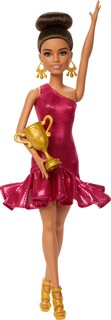 Foto 5 | Muñeca Moderna Barbie Bailarina De Salón Con Vestido Rojo Con Volantes - Venta Internacional.