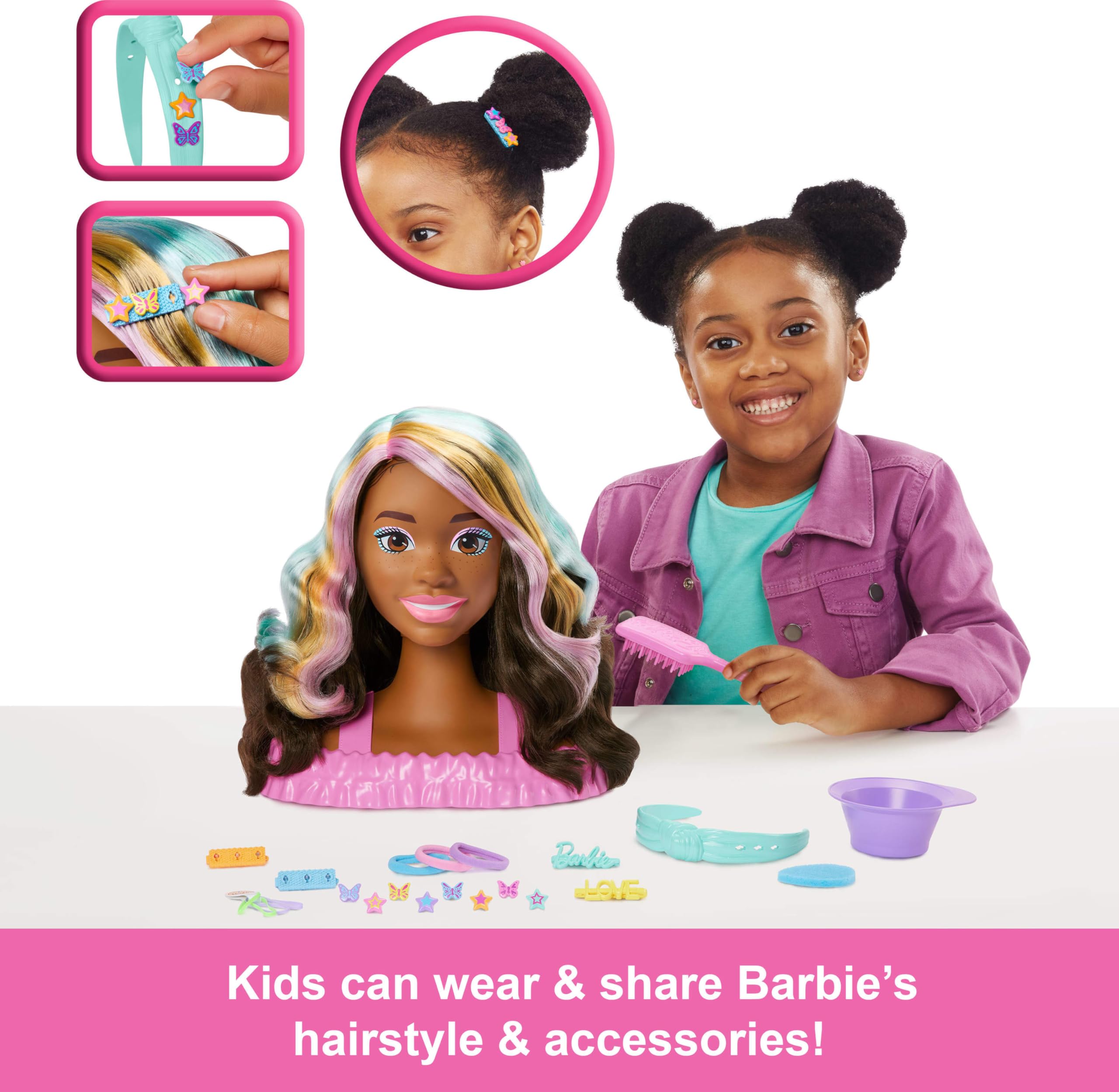 Foto 3 pulgar | Muñeca Barbie Styling Head De Cabello Castaño Con Más De 20 Accesorios - Venta Internacional.