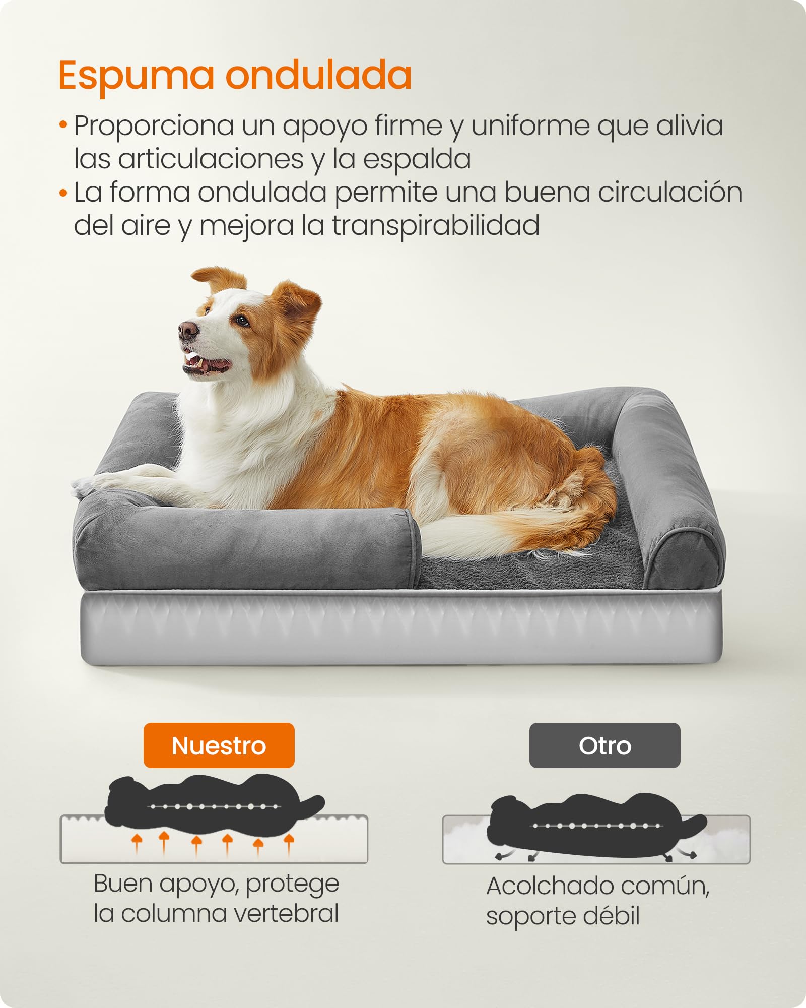Foto 4 pulgar | Cama Ortopédica Para Perros Feandrea, Funda Extraíble Y Lavable