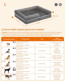 Foto 5 | Cama Ortopédica Para Perros Feandrea, Funda Extraíble Y Lavable