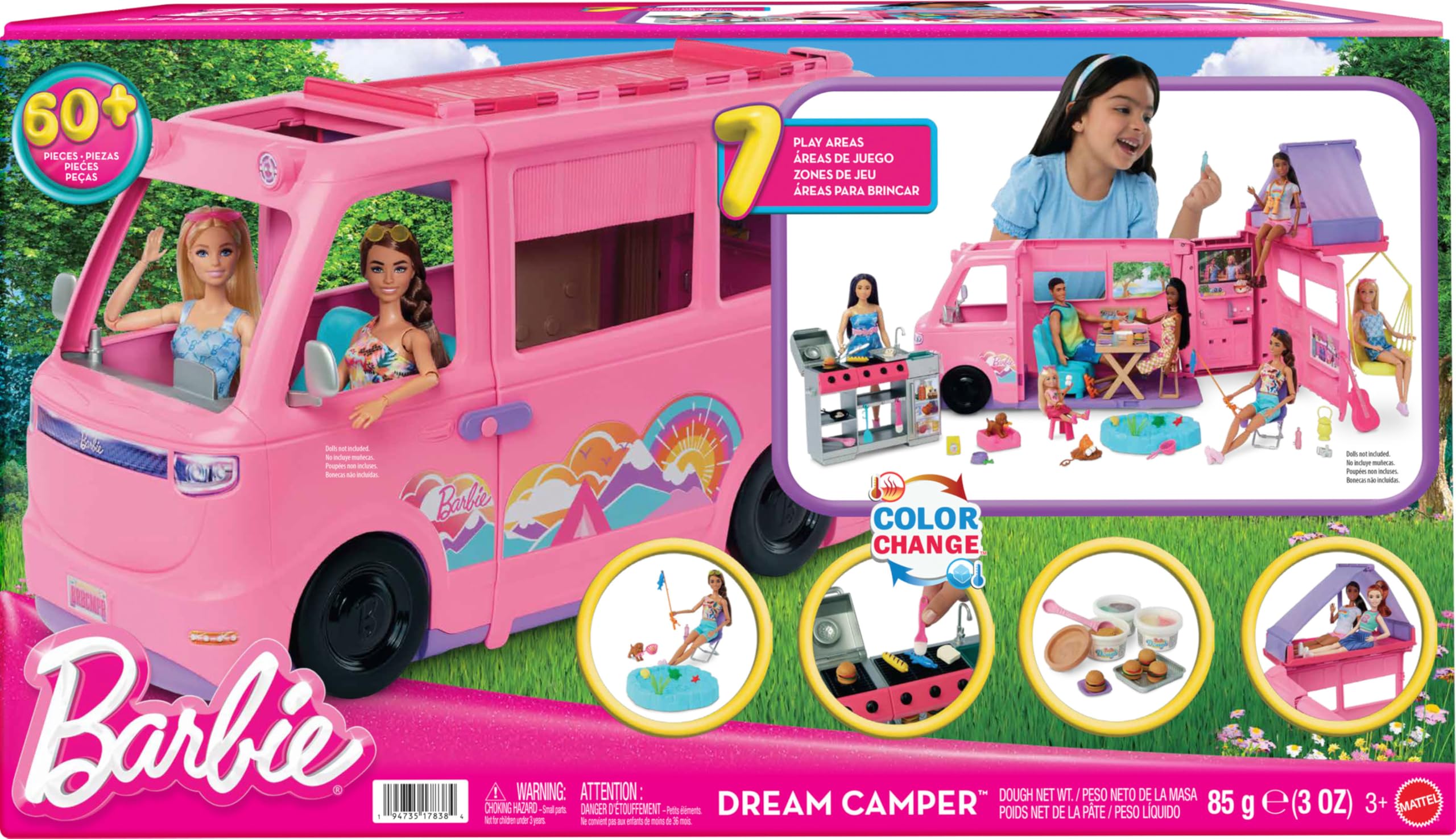 Foto 7 pulgar | Playset Barbie Dream Camper Con Columpio Para Tienda De Campaña En El Techo Y Más De 60 Pulgadas - Venta Internacional.
