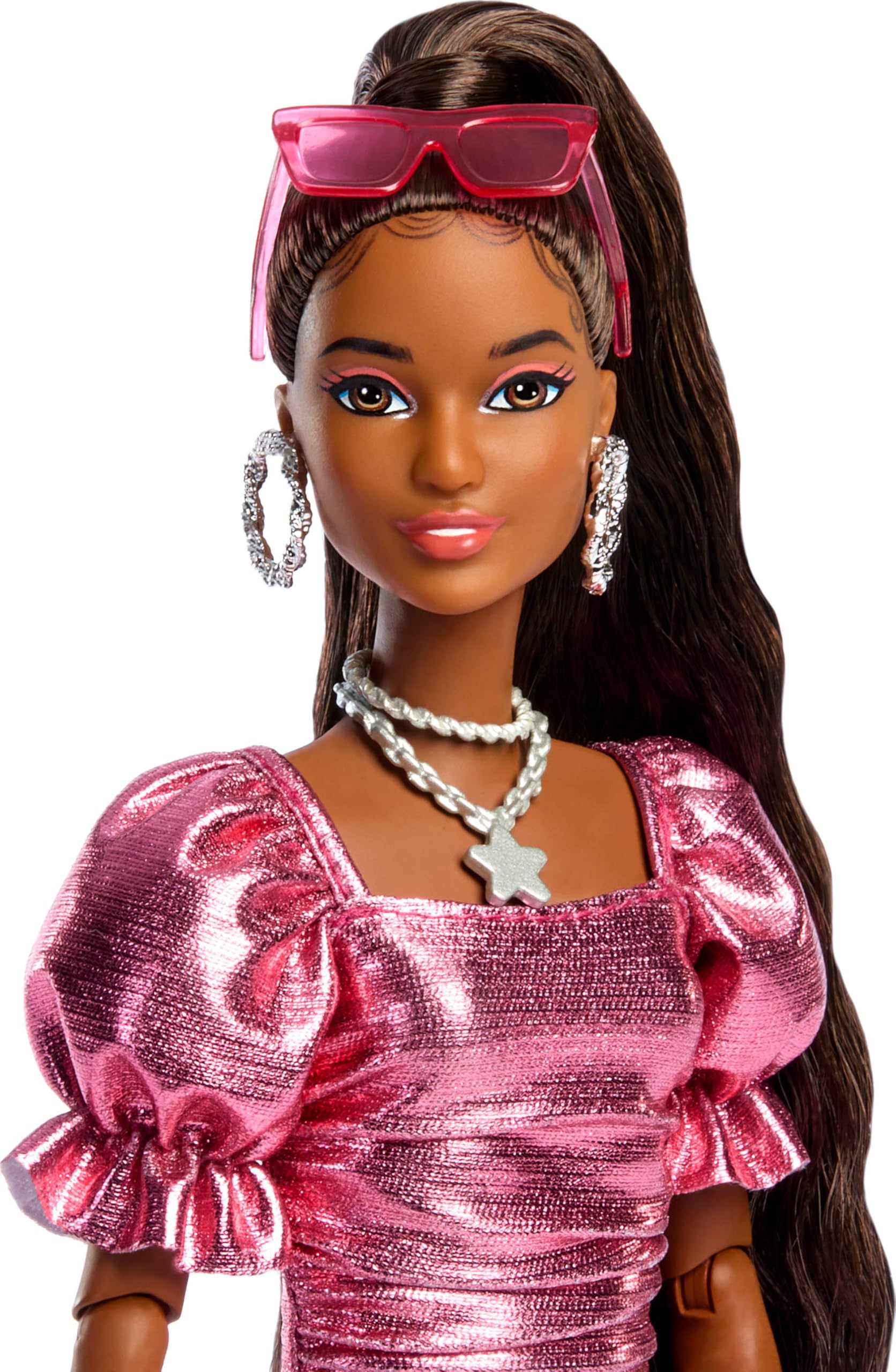Foto 5 pulgar | Vestido Rosa Coral Metalizado Estilo Barbie Deluxe Style #6 De Fashion Doll - Venta Internacional.