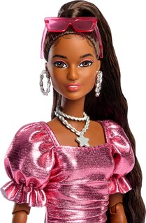 Foto 4 | Vestido Rosa Coral Metalizado Estilo Barbie Deluxe Style #6 De Fashion Doll - Venta Internacional.