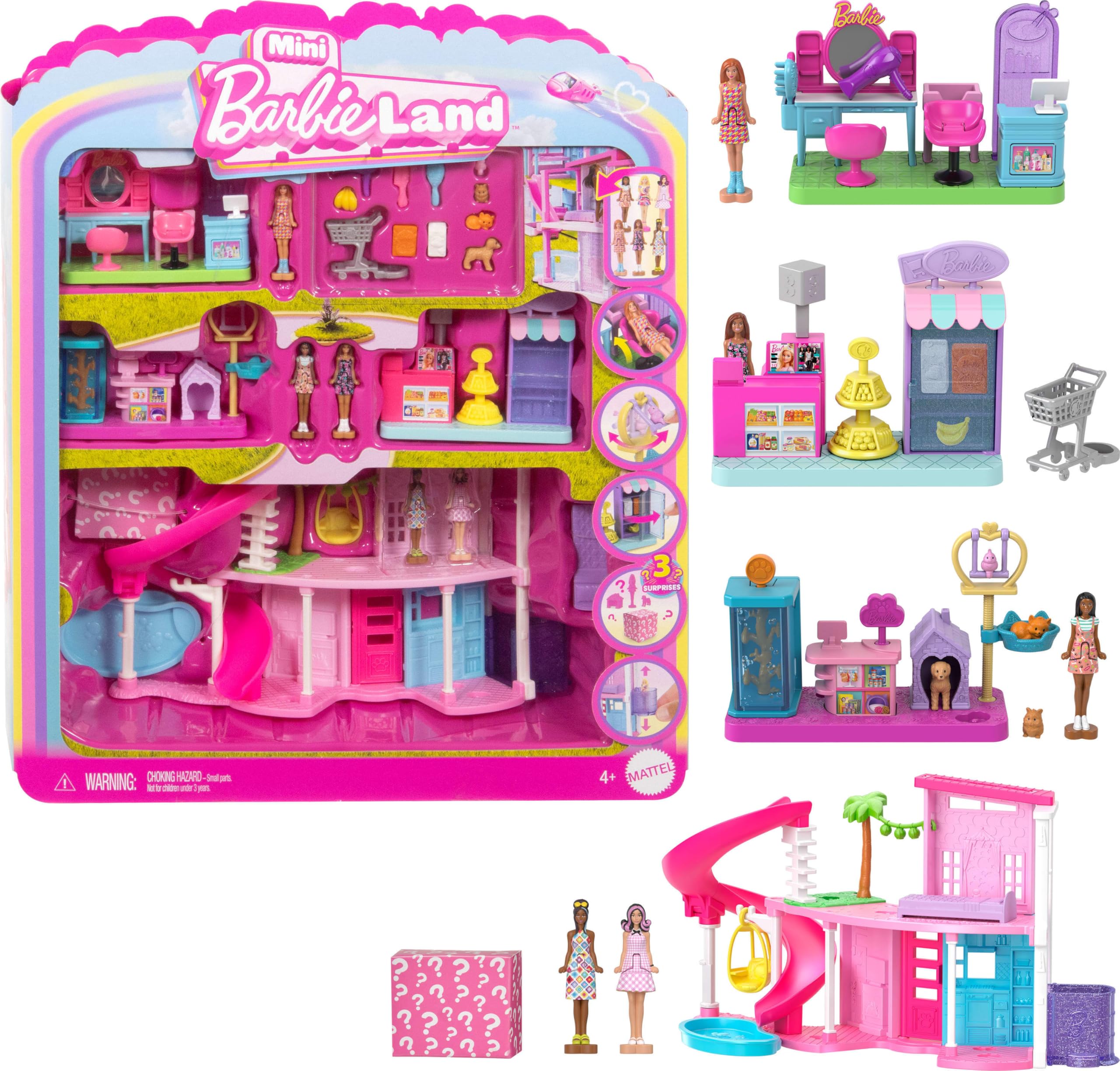 Set De Juego Barbie Mini Land Dreamhouse Con 4 Muñecas Y 3 Sets De Juego - Venta Internacional.