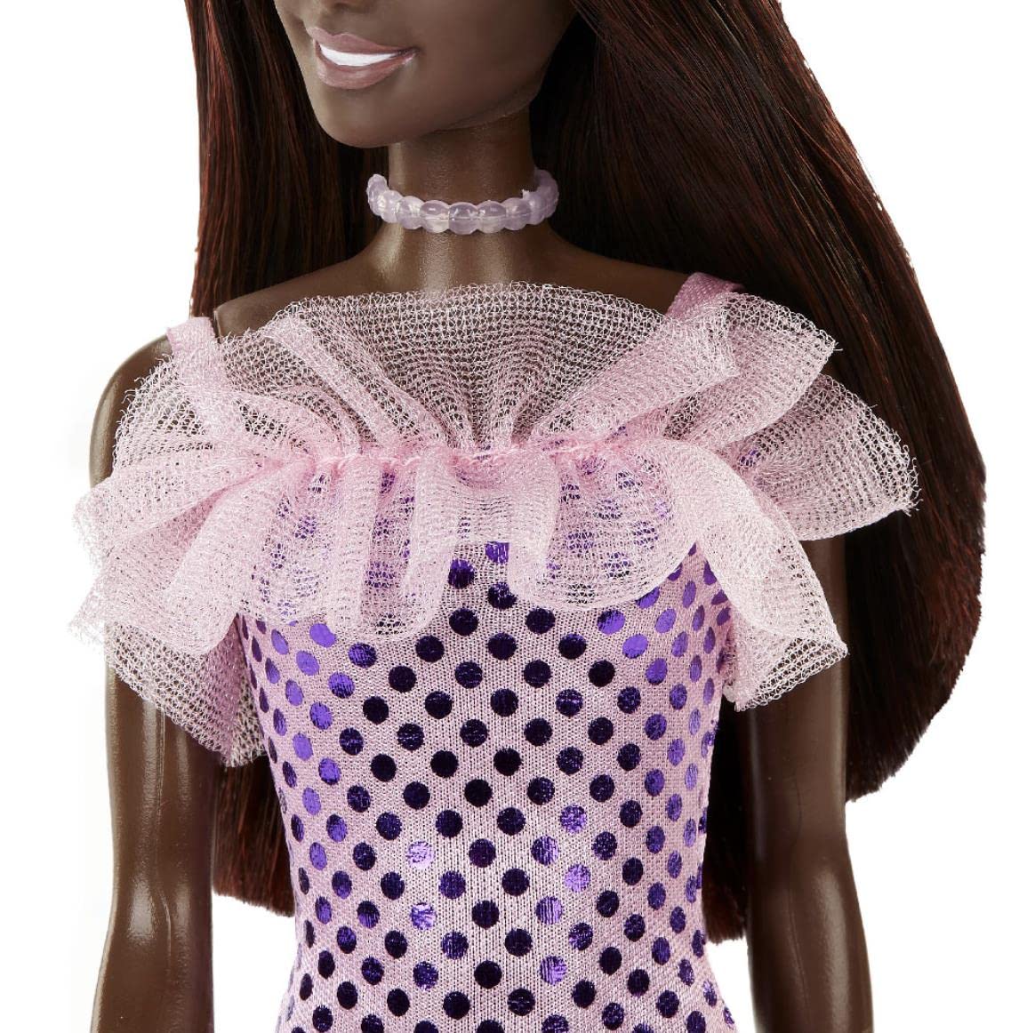 Foto 5 pulgar | Vestido Barbie Doll Mattel De Pelo Castaño Oscuro Metalizado Rosa - Venta Internacional.