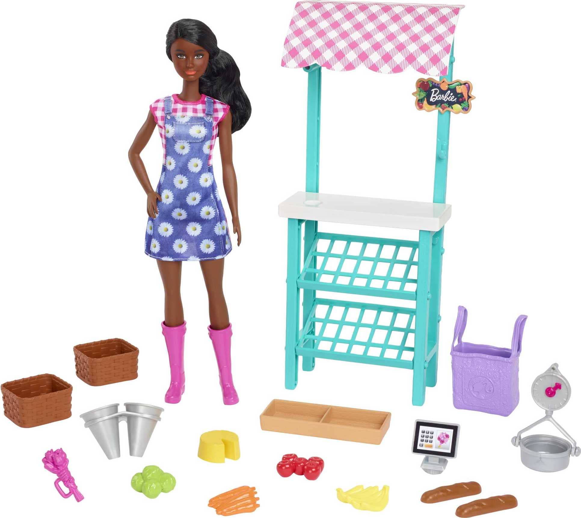 Foto 6 pulgar | Playset Barbie Careers Farmers Market Con Muñeca Morena - Venta Internacional.
