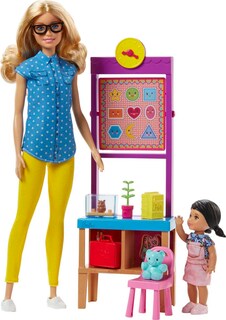 Foto 1 | Muñecas Playset Barbie Teacher Con Muñeca Moderna, Muñeca Pequeña Y Collar - Venta Internacional.