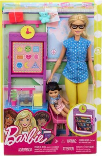 Foto 6 | Muñecas Playset Barbie Teacher Con Muñeca Moderna, Muñeca Pequeña Y Collar - Venta Internacional.