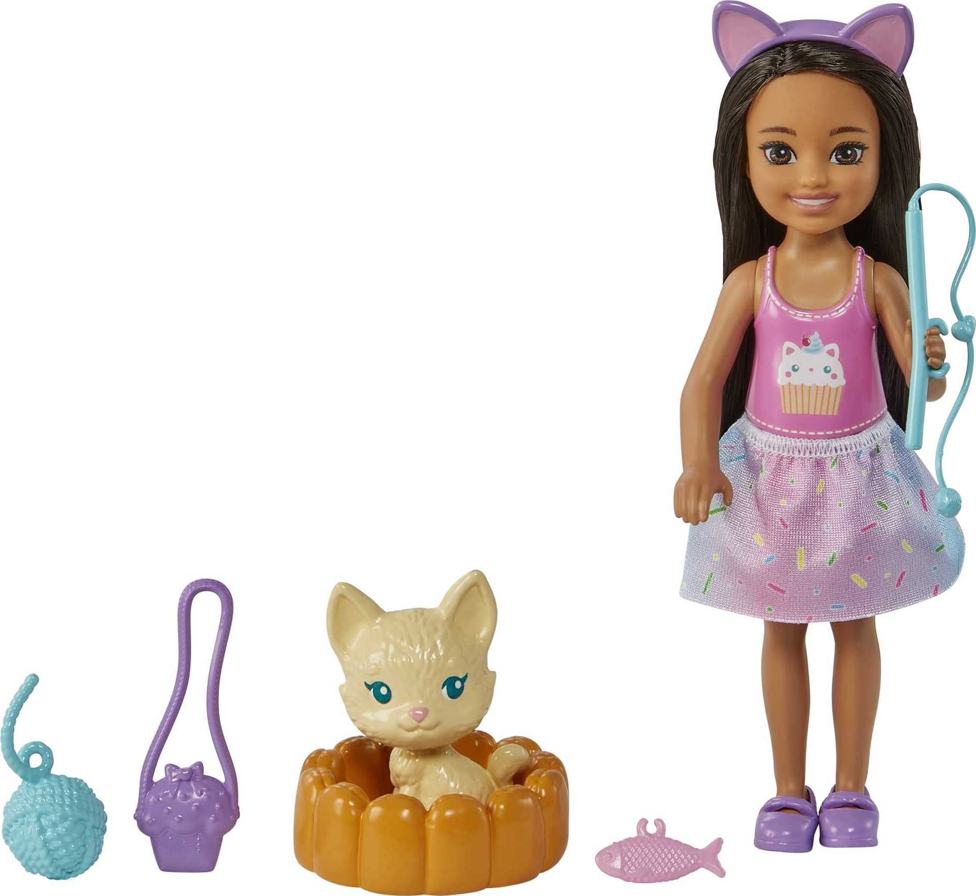 Muñeca Barbie Chelsea Brunette Con Conejito Para Mascotas Y Accesorios - Venta Internacional.