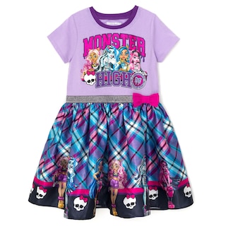 Foto 1 | Vestido Monster High Para Niñas Pequeñas A Cuadros, Color Morado, Talla 6 - Venta Internacional.