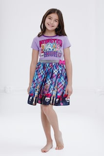 Foto 2 | Vestido Monster High Para Niñas Pequeñas A Cuadros, Color Morado, Talla 6 - Venta Internacional.