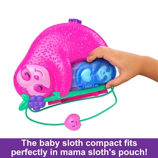 Foto 3 | Monedero 2 En 1 De Playset Polly Pocket Sloth Family Con 2 Muñecas - Venta Internacional.