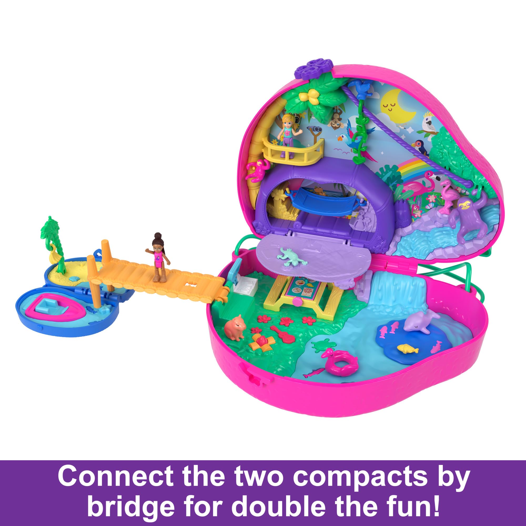 Foto 5 | Monedero 2 En 1 De Playset Polly Pocket Sloth Family Con 2 Muñecas - Venta Internacional.