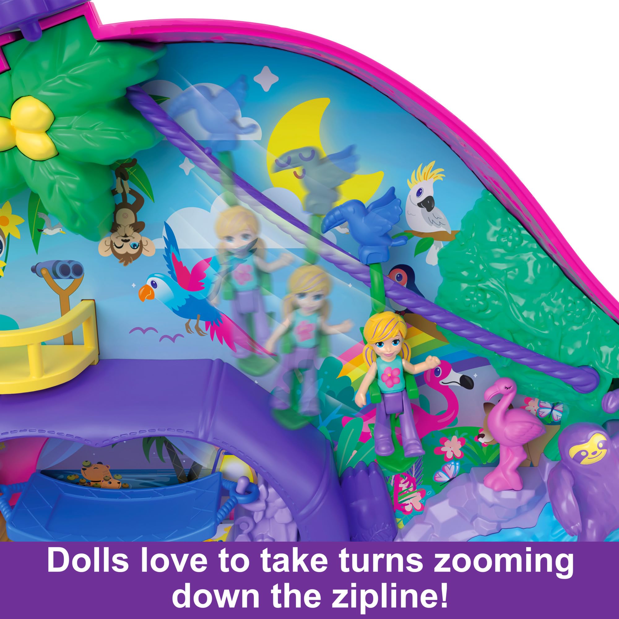 Foto 7 pulgar | Monedero 2 En 1 De Playset Polly Pocket Sloth Family Con 2 Muñecas - Venta Internacional.