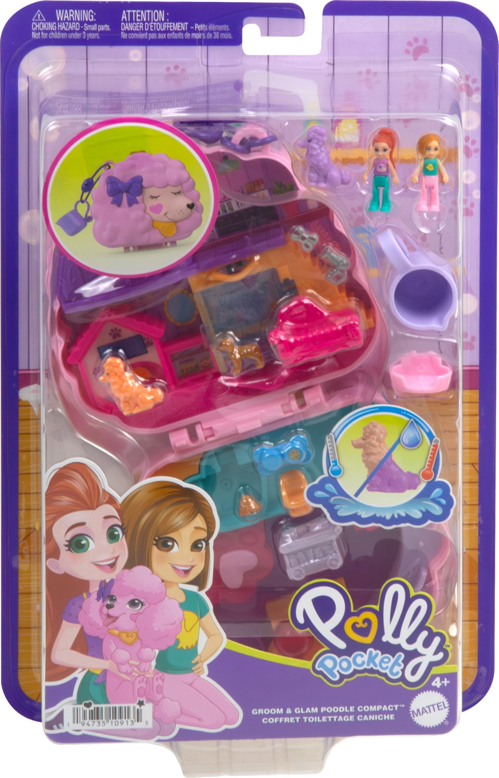 Foto 7 pulgar | Set De Juego Compacto Polly Pocket Groom & Glam Poodle Con Muñecas - Venta Internacional.