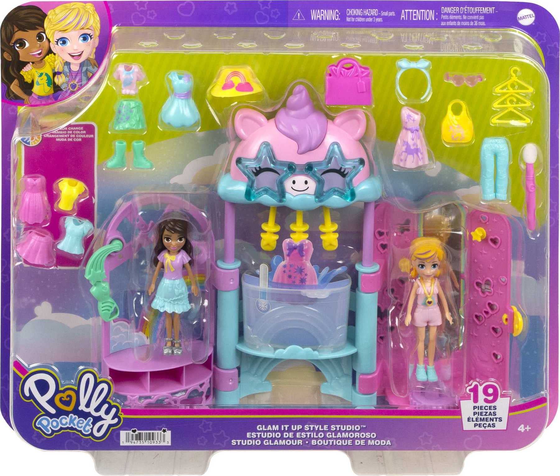 Foto 6 | Playset Polly Pocket Glam It Up Style Studio Con 2 Muñecas - Venta Internacional.