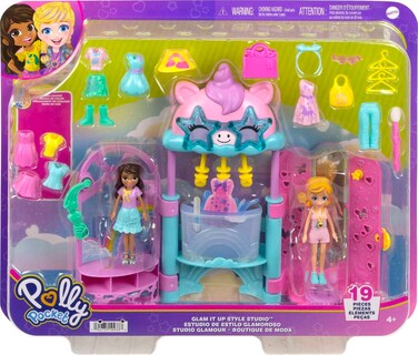 Foto 6 | Playset Polly Pocket Glam It Up Style Studio Con 2 Muñecas - Venta Internacional.
