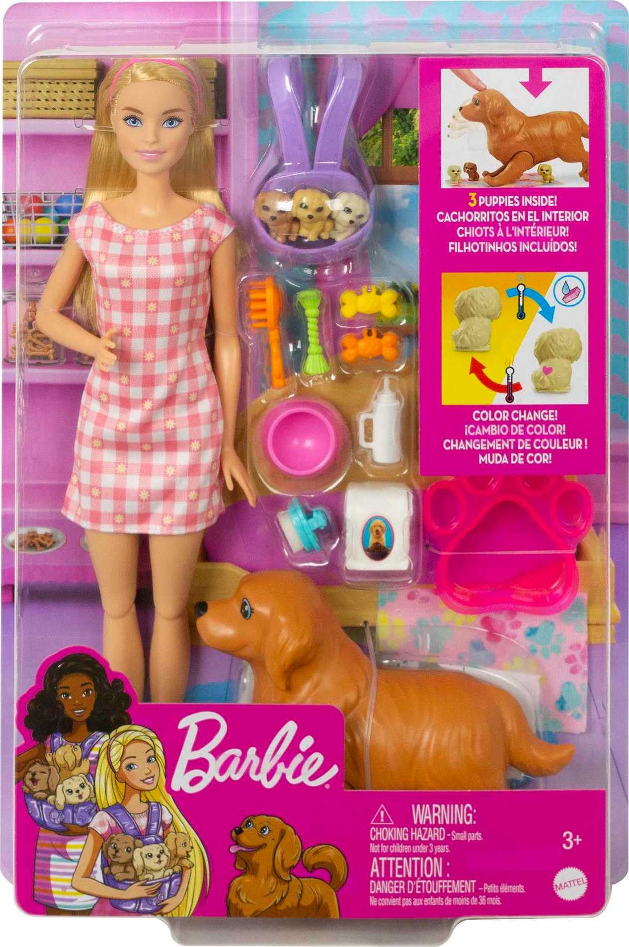 Foto 7 pulgar | Cachorros Recién Nacidos De Barbie Doll & Pets Con Muñeca Rubia Y Accesorios - Venta Internacional.