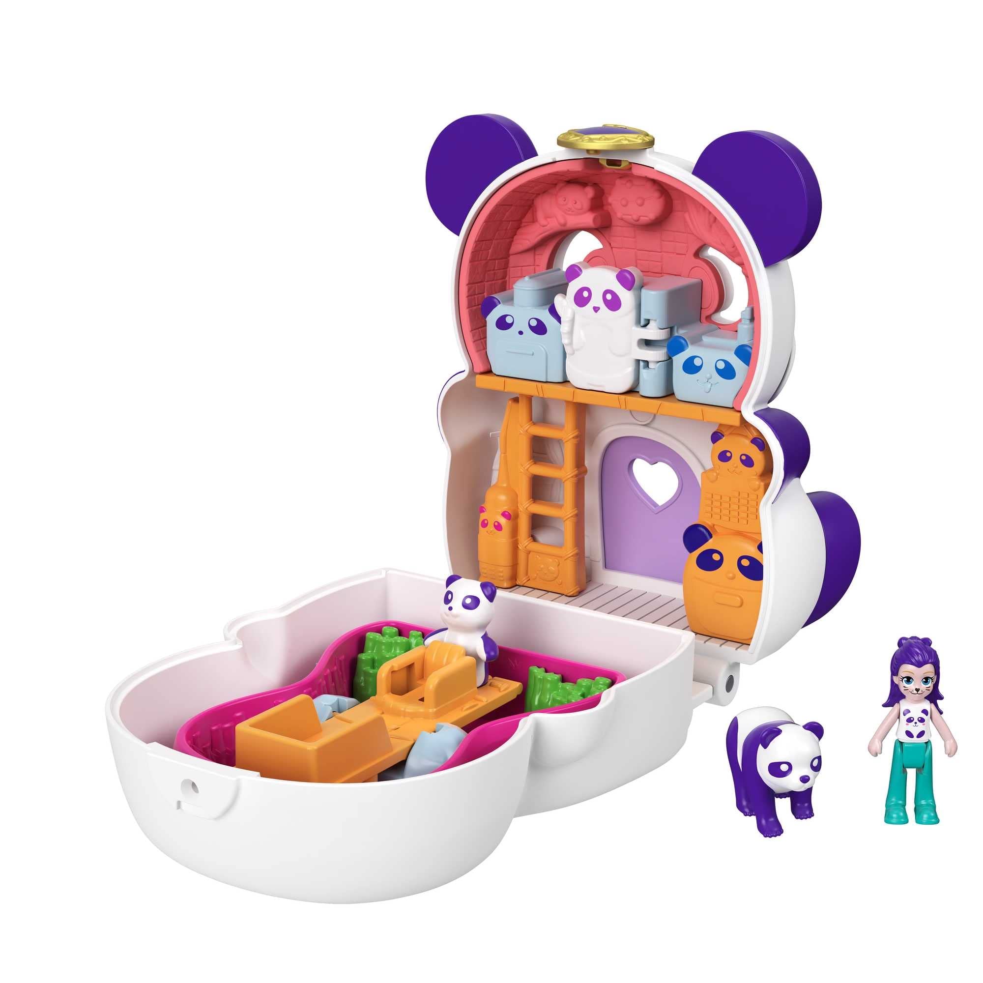 Foto 2 pulgar | Set Polly Pocket Gtm58 Flip & Find Panda Compact - Venta Internacional.