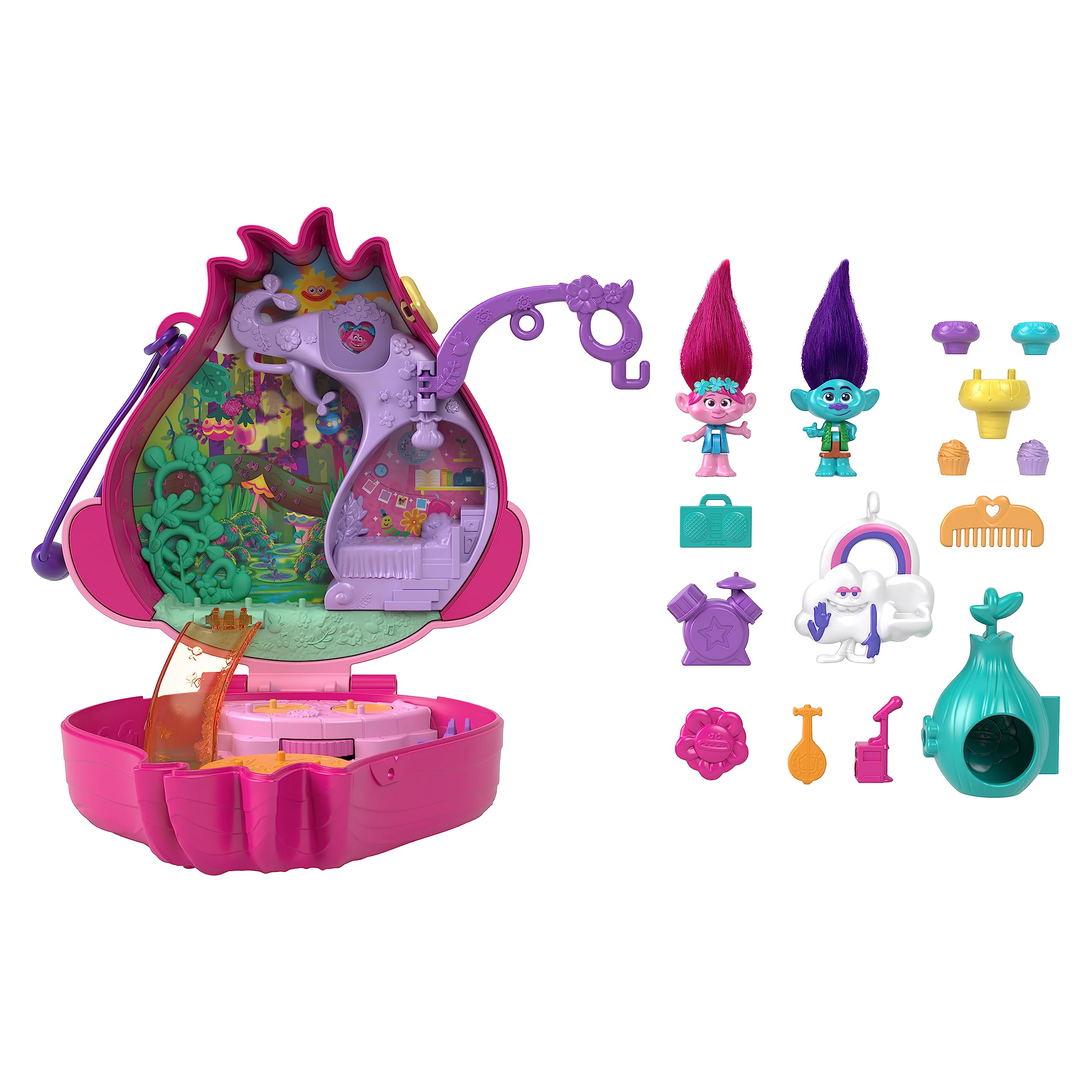 Foto 2 pulgar | Compact Playset Polly Pocket Trolls Con 2 Micromuñecas Y Accesorios - Venta Internacional.