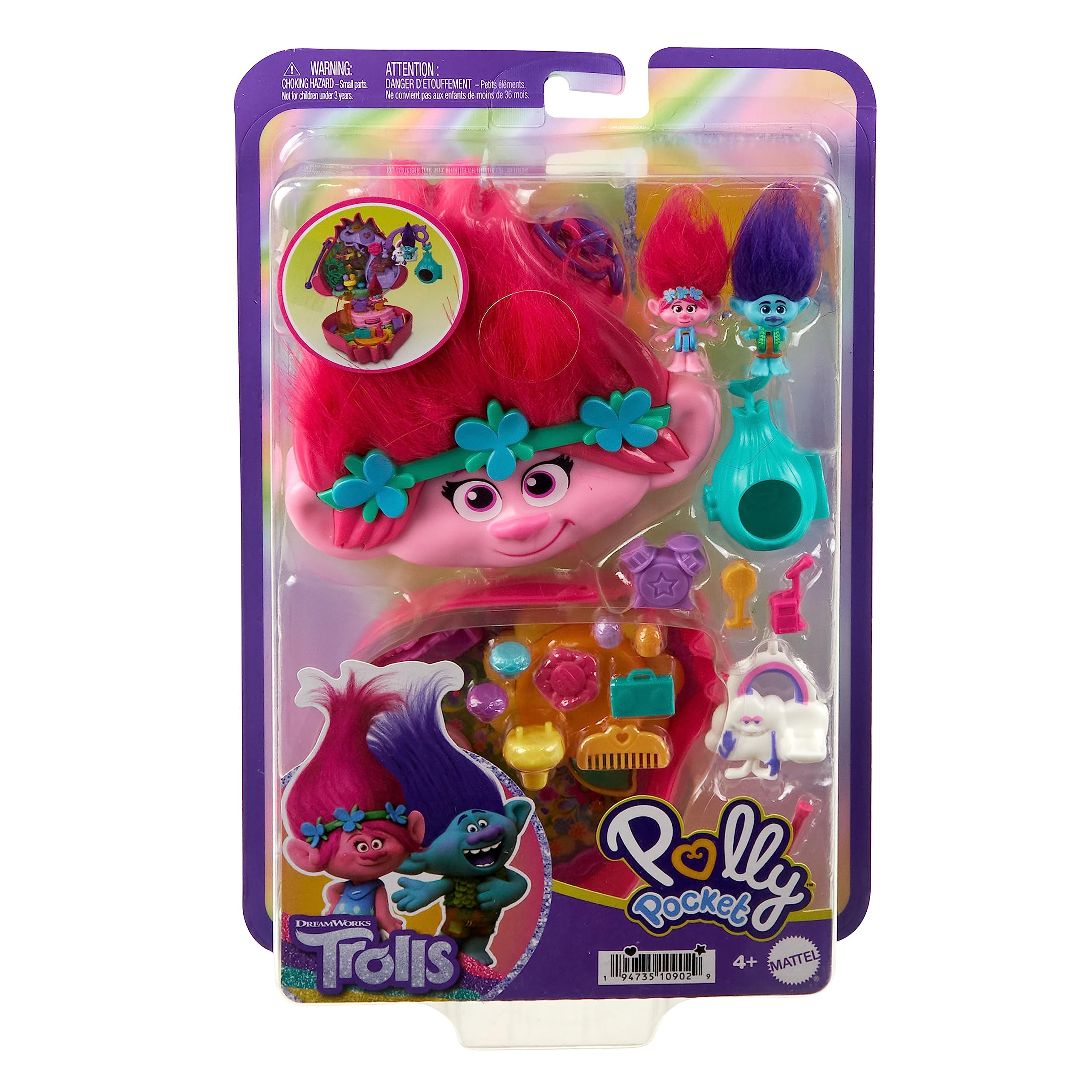 Foto 7 pulgar | Compact Playset Polly Pocket Trolls Con 2 Micromuñecas Y Accesorios - Venta Internacional.