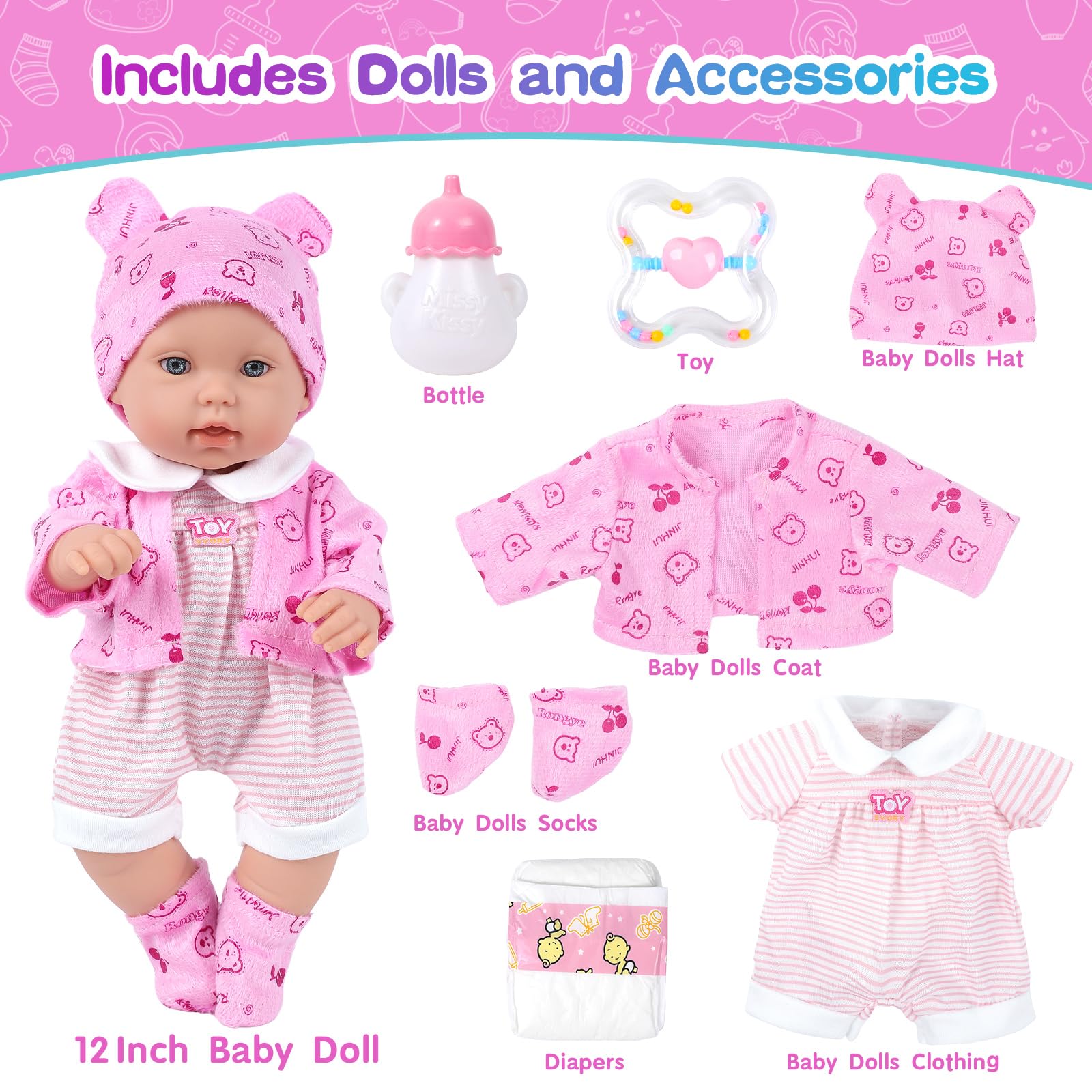 Foto 3 pulgar | Set De Juego Baby Doll Xfeyue De 30 Cm Con Ropa Para Muñecas Reborn Y Accesorios - Venta Internacional.