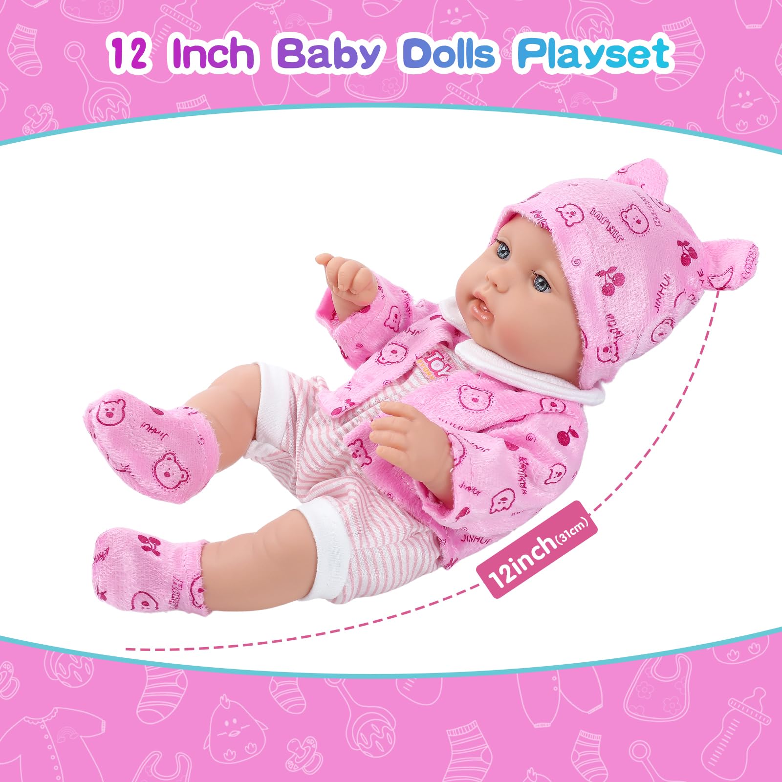 Foto 4 pulgar | Set De Juego Baby Doll Xfeyue De 30 Cm Con Ropa Para Muñecas Reborn Y Accesorios - Venta Internacional.