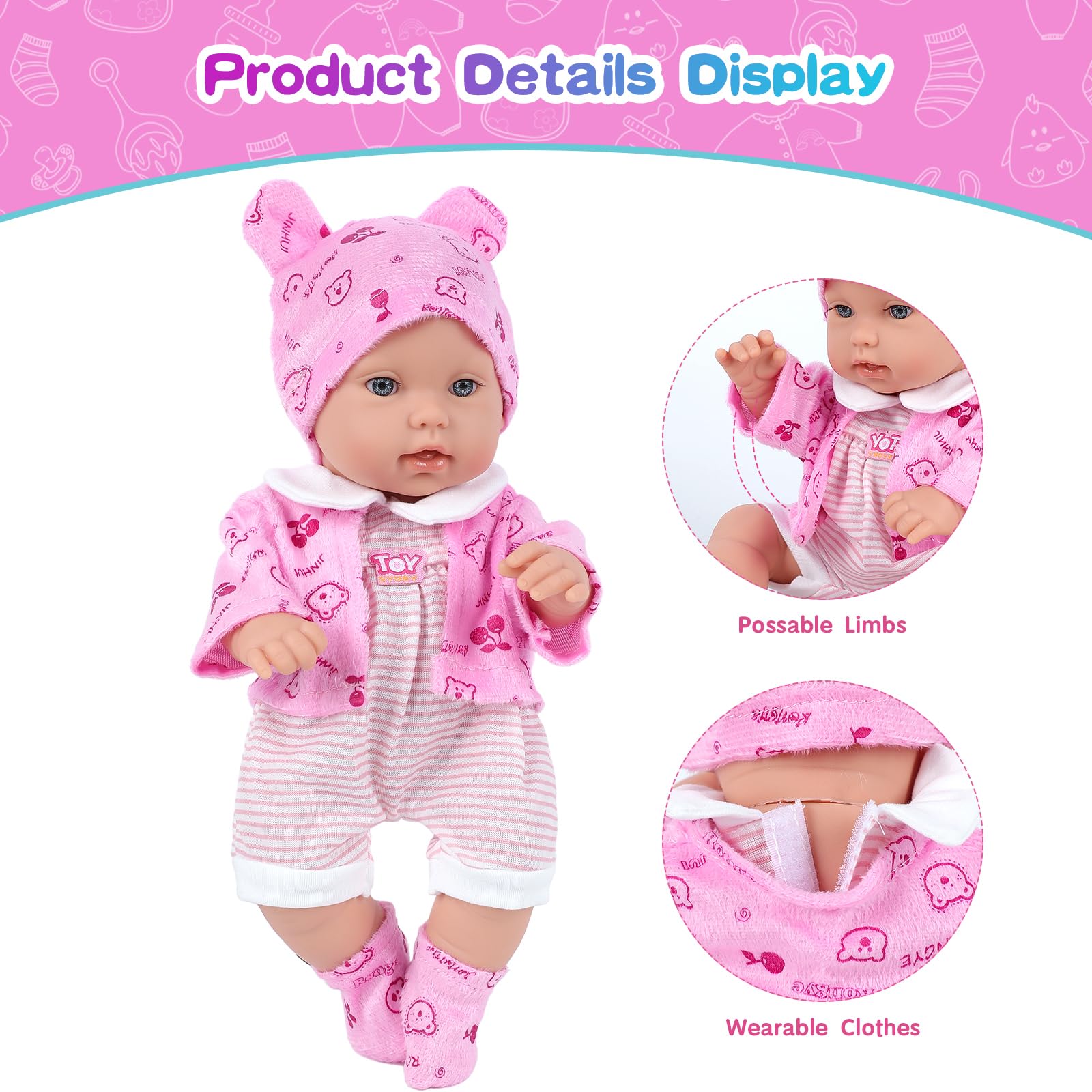 Foto 4 | Set De Juego Baby Doll Xfeyue De 30 Cm Con Ropa Para Muñecas Reborn Y Accesorios - Venta Internacional.