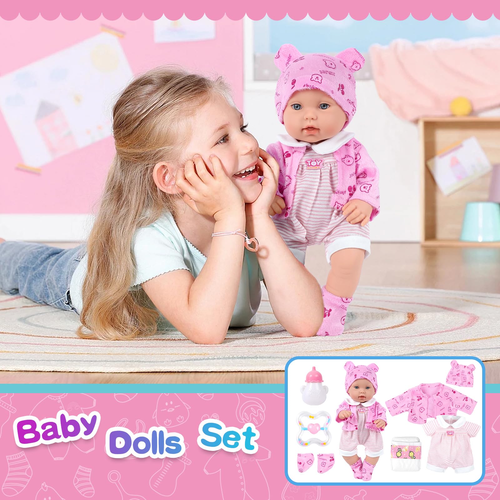 Foto 7 | Set De Juego Baby Doll Xfeyue De 30 Cm Con Ropa Para Muñecas Reborn Y Accesorios - Venta Internacional.