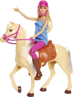 Foto 5 | Conjunto De Muñecas Barbie Blonde Fashion Con Traje De Montar A Caballo - Venta Internacional.